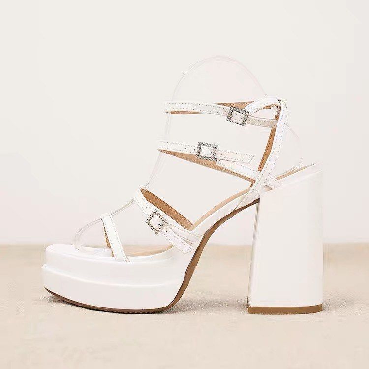 White platform online heels chunky
