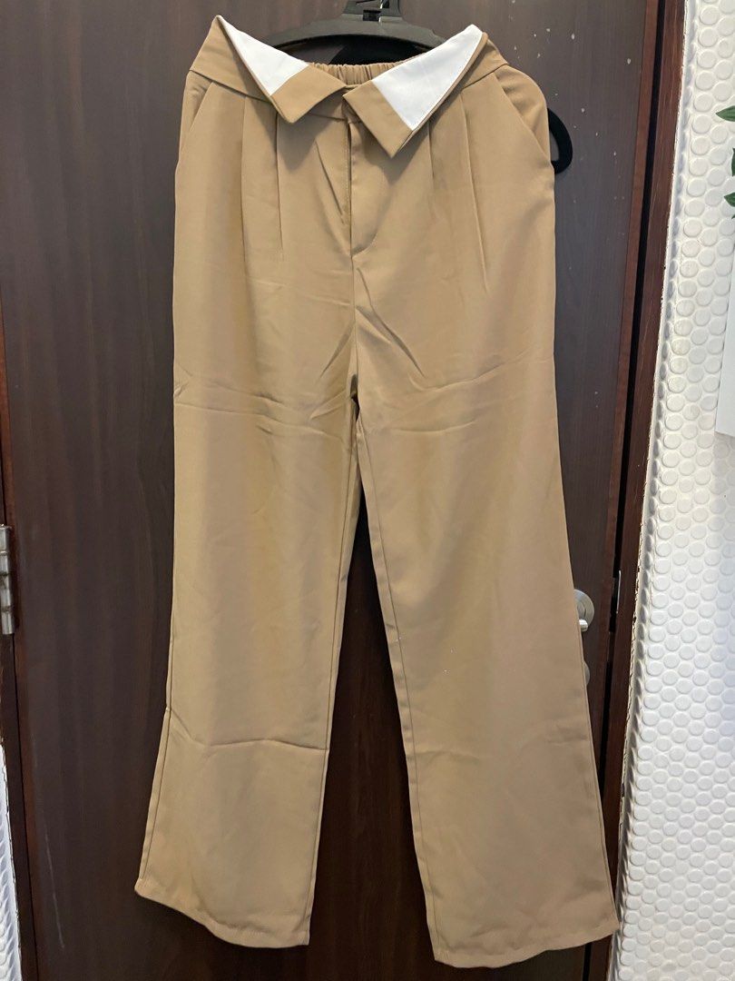 Brown camel long Pants with flap waist band, Women's Fashion, Bottoms,  Other Bottoms on Carousell