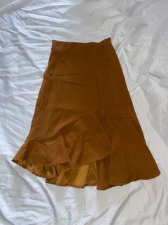Brown suede long skirt