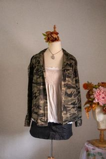 Camouflage shirt 100% cotton,comfy women Camouflage shirt  y2k grungecore