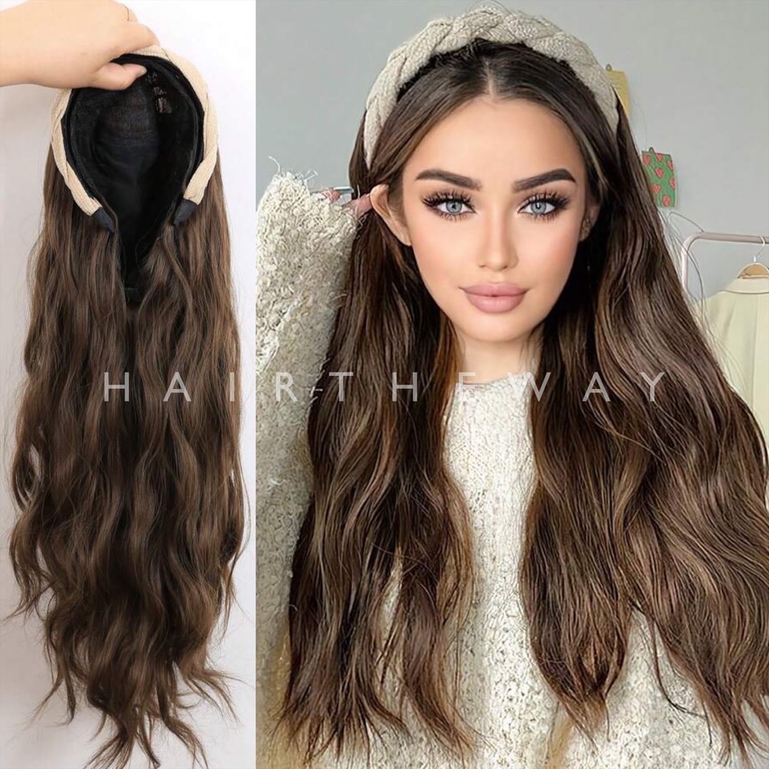 CARISSA Headband Hair Extension Wig Loose Korean Perm Ash Brown