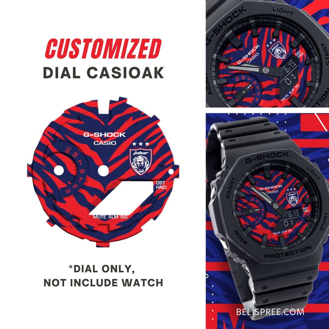 CasiOak Dial G Shock JDT Johor Football Custom Logo Design Faceplate GA2100 GA 2100