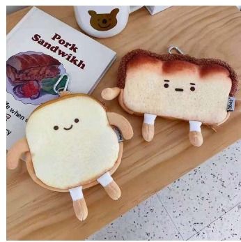 Casual Bread keychain Bag Small Mini Flush Wallet Toast Coin Purse