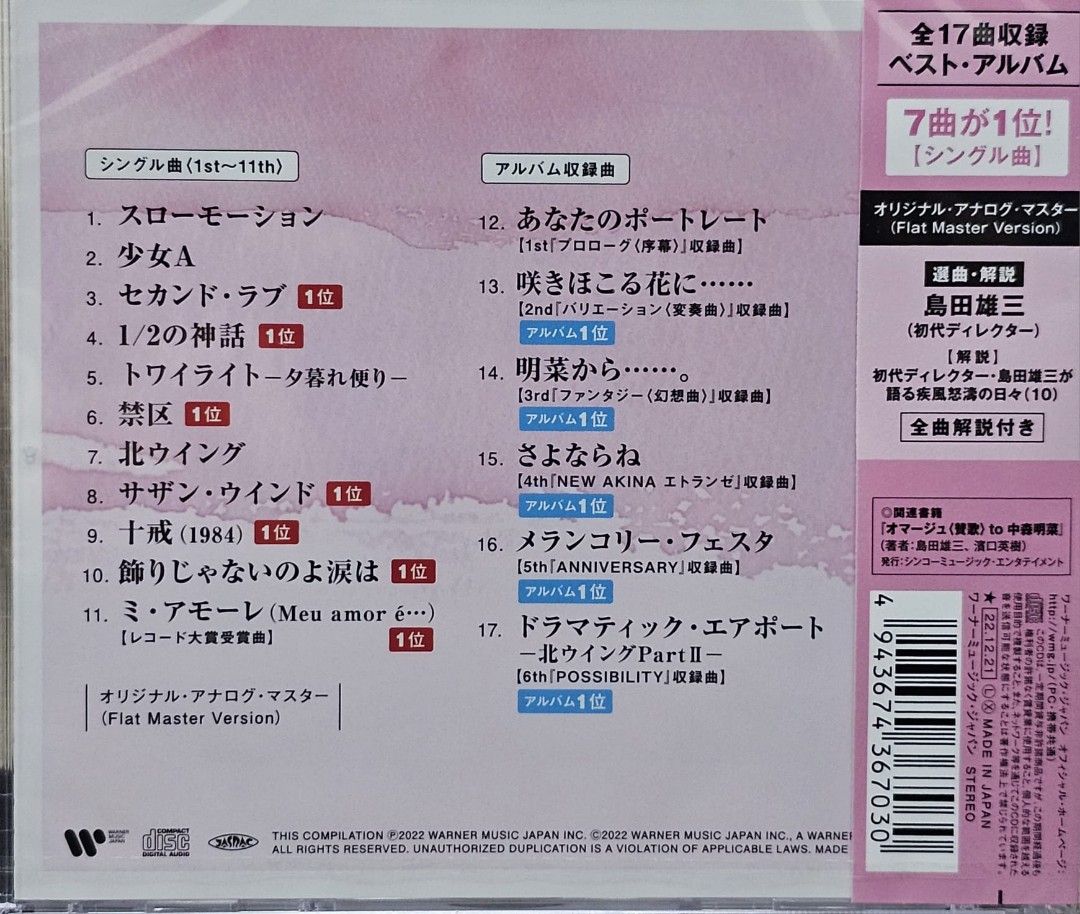 CD | 中森明菜Akina Nakamori | 2022年日版Name of Record 唱片名稱