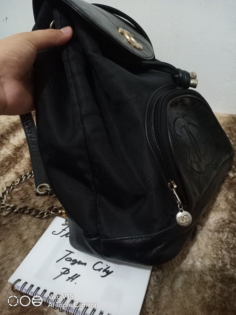 Chanel Backpack (Category: Luxury Bags & Wallets) located in Tagum. Submitted by luxbagelyas (Listing ID 1255808154, Image 2). Description: with rubs parang med size to malinis loob faded hardware na po bawal sa maarte po.