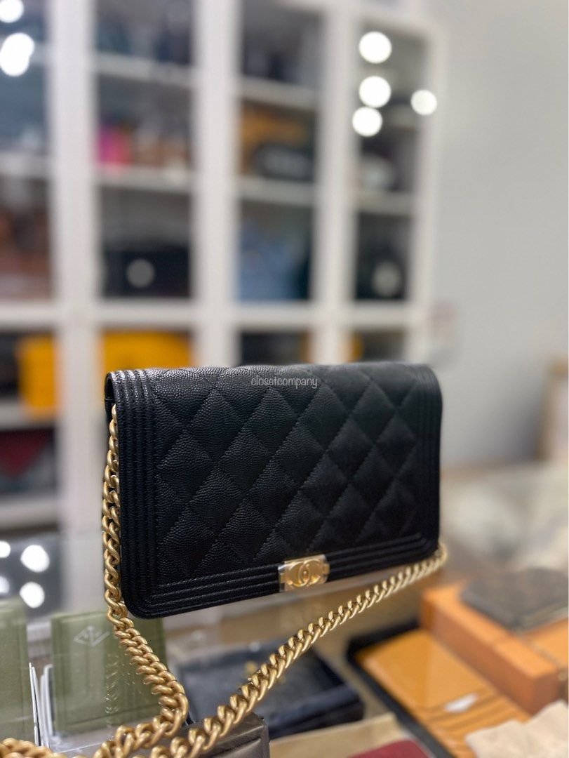 Chanel Boy Wallet on Chain WOC Caviar and Aged Gold Hardware (Microchip),  Luxury, Bags & Wallets on Carousell