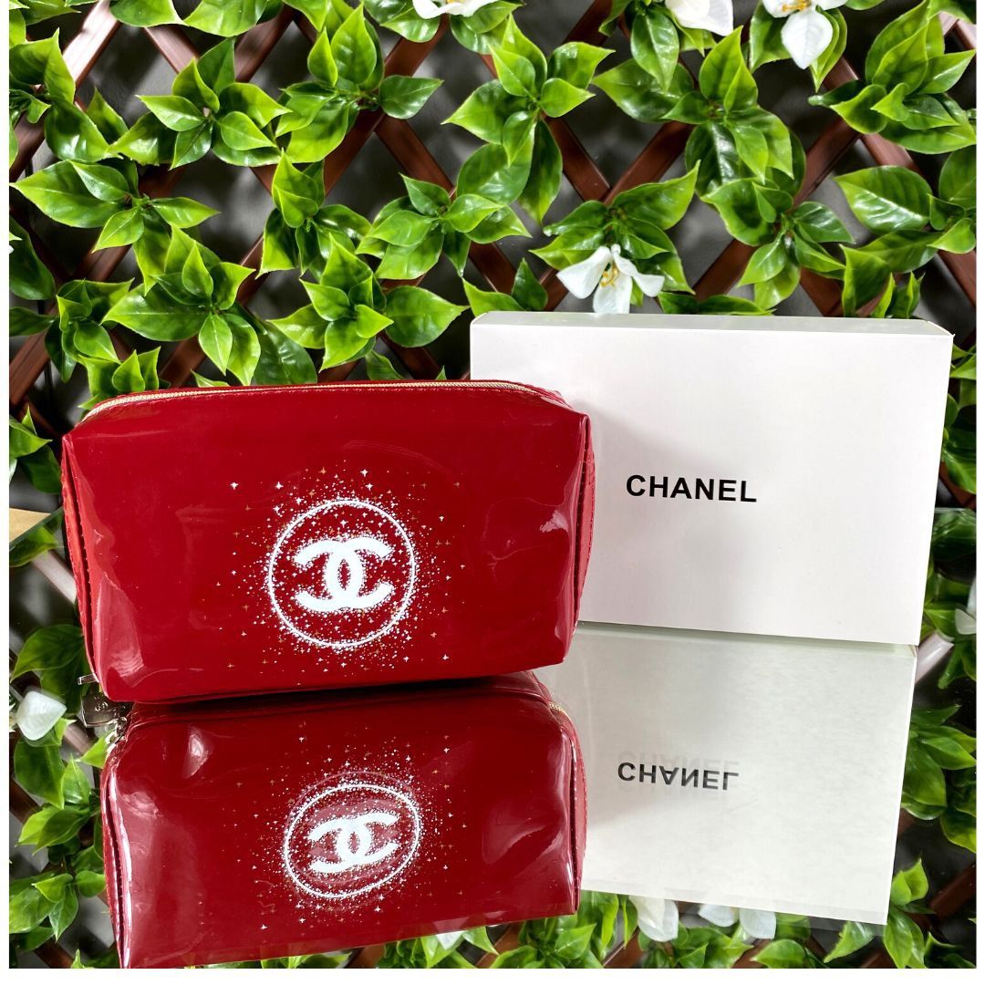 Chanel red makeup bag hot sale