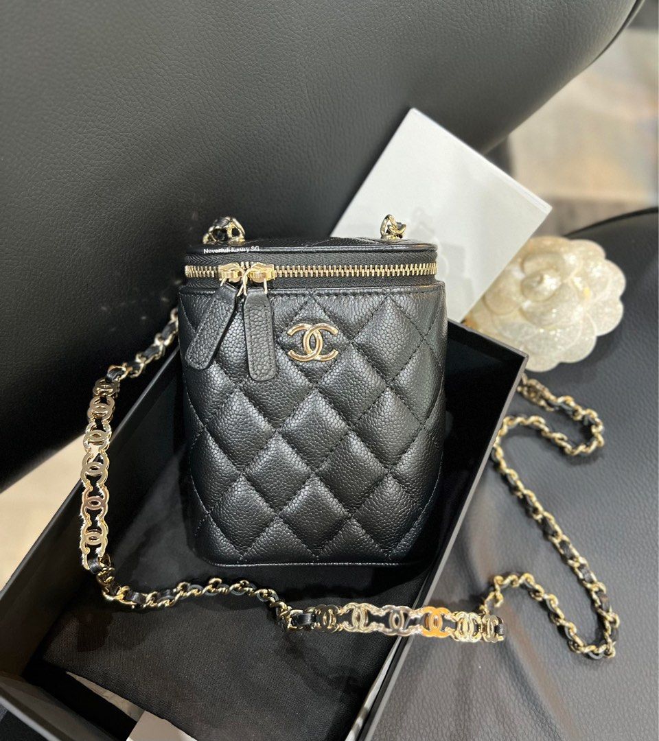 Chanel Vanity Case 22P Black Caviar in GHW, Luxury, Bags & Wallets on  Carousell