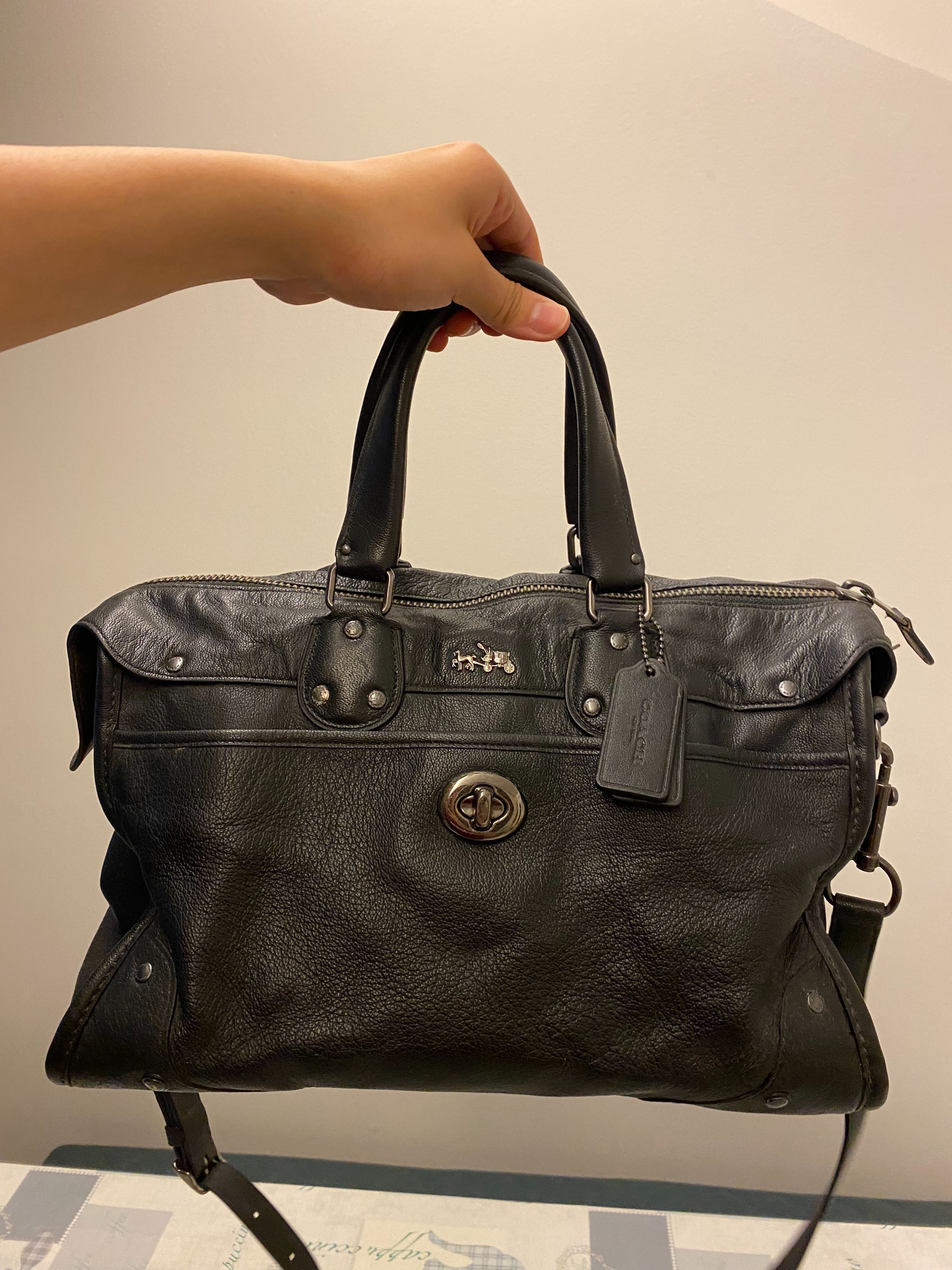 Coach Matte Black Rhyder Satchel, Luxury, Bags & Wallets on Carousell