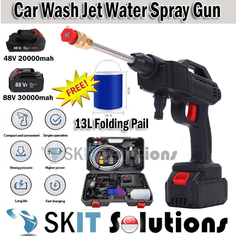 88V Portable Cordless Car Pressure Washer High Pressure Water Spray Gun Jet  Gun