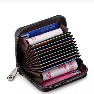 Credit Card Wallet Leather Card Holder Small Zipper Travel Wallet