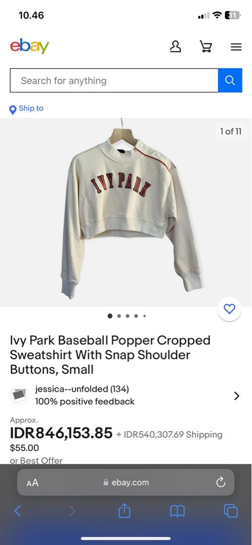 Ivy park baseball sales sweatshirt