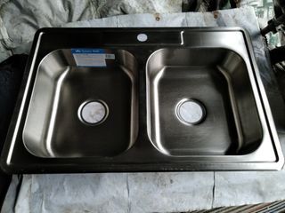 Crown Big Size Double Tub Kitchen Sink Thick Stainless Steel Heavy Duty - SUS 304  - SIZE: 33in L, 22in W, 
6.5in H