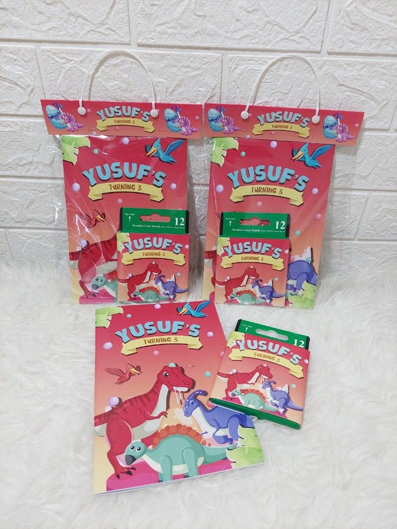 Custom colouring book with colour pencils goodie bag, Hobbies & Toys