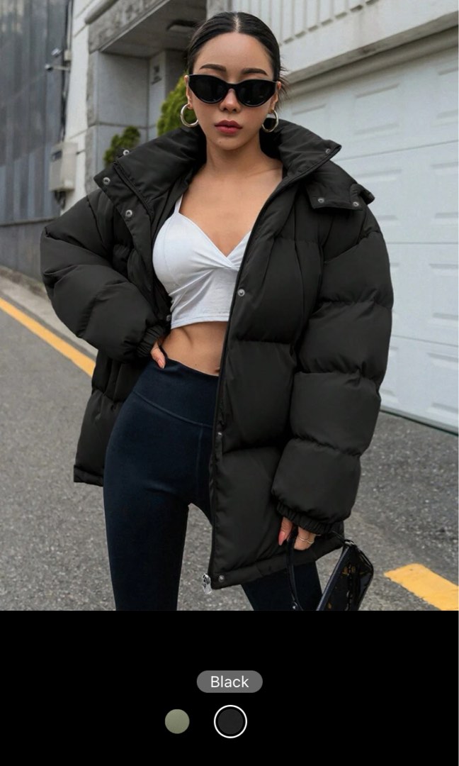Dazy drop shoulder zipper crop puffer coat