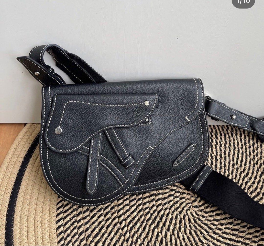 Christian dior best sale leather saddle bag