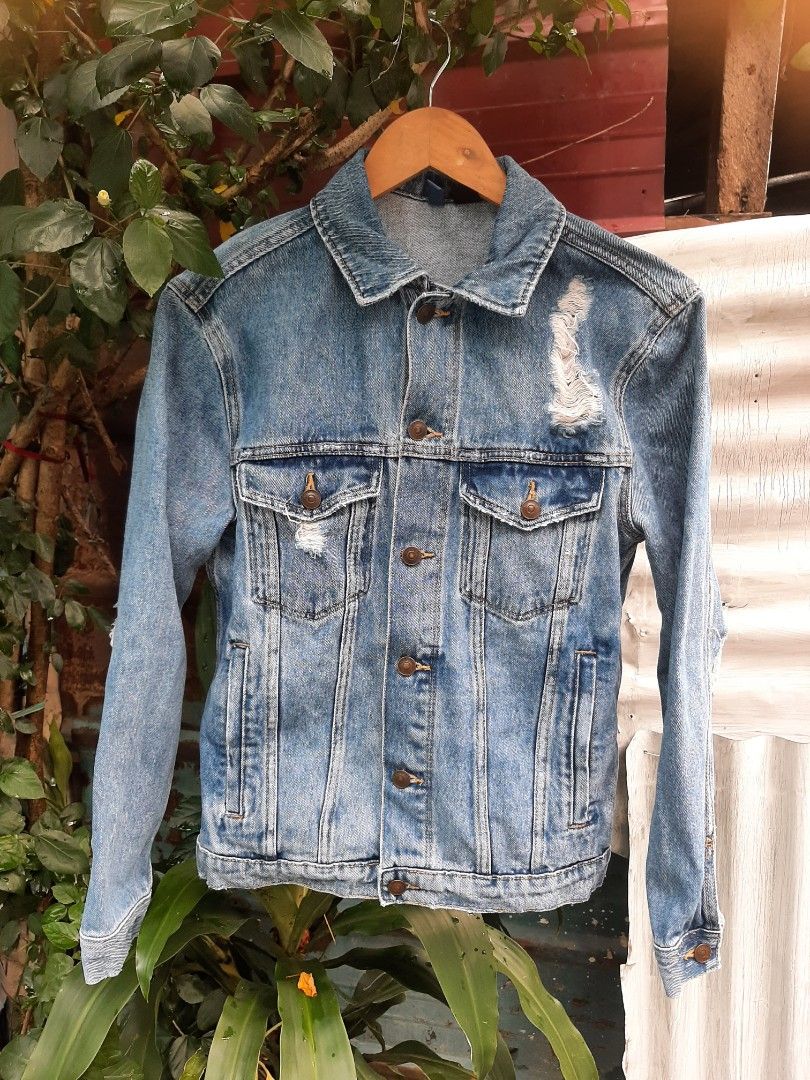 Distressed denim jacket on sale h&m