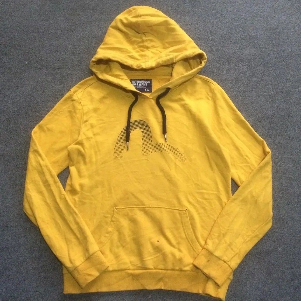 Evisu big logo hoodie, Fesyen Pria, Pakaian Atasan di Carousell