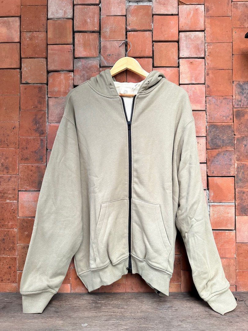 Fear of God ESSENTIALS Thermal Zip Hoodie Olive Men s Fashion
