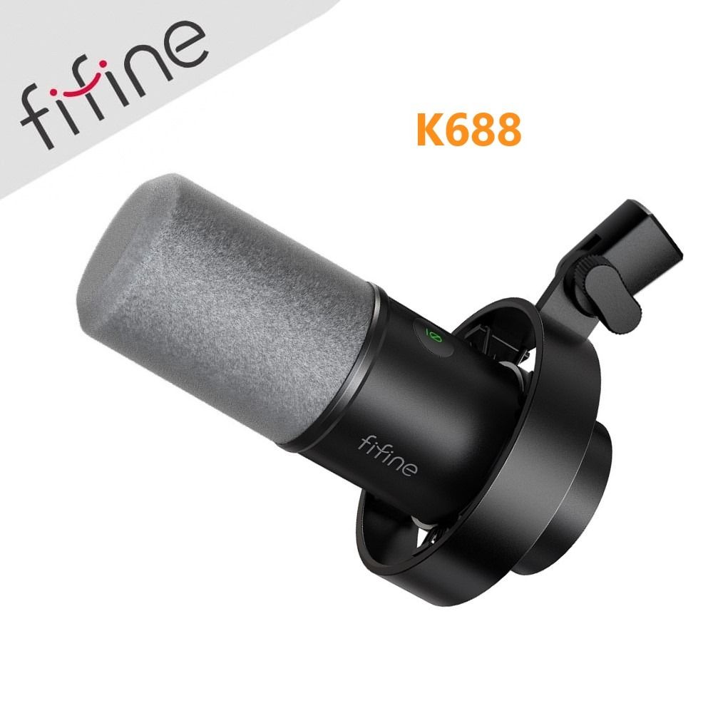 Fifine T688 Microphone Bundle - K688 USB/XLR Microphone - Dynamic Mic -  Black