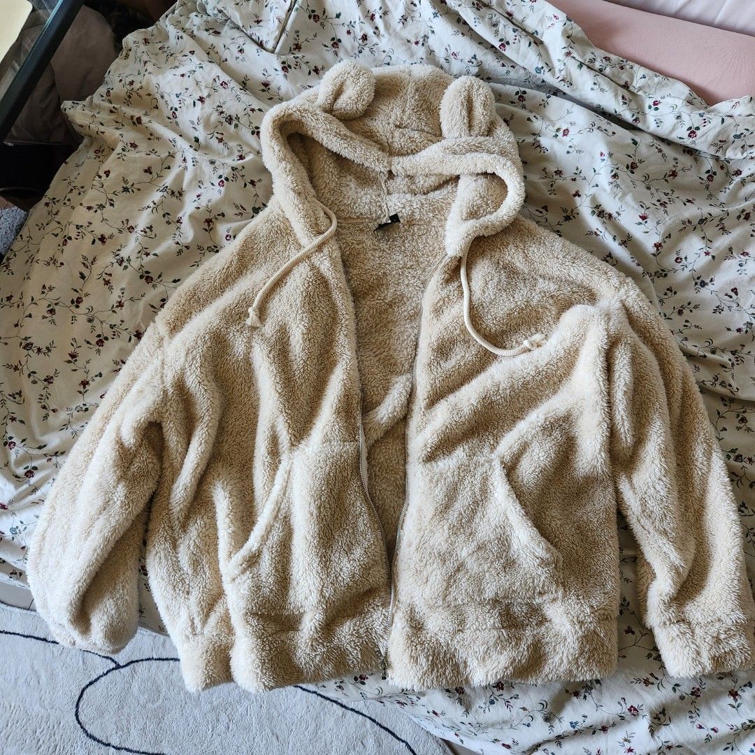 Fluffy hoodie zip up shop