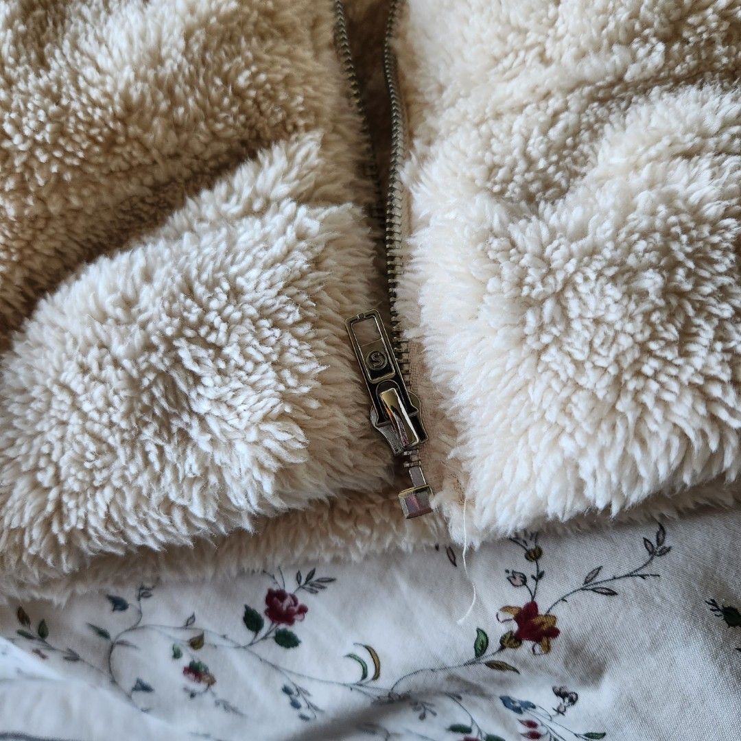 White fluffy zip up jacket outlet