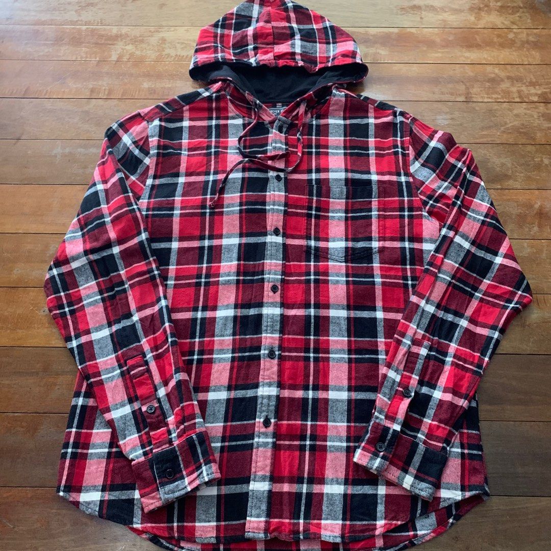 Forever 21 flannel hoodie hotsell