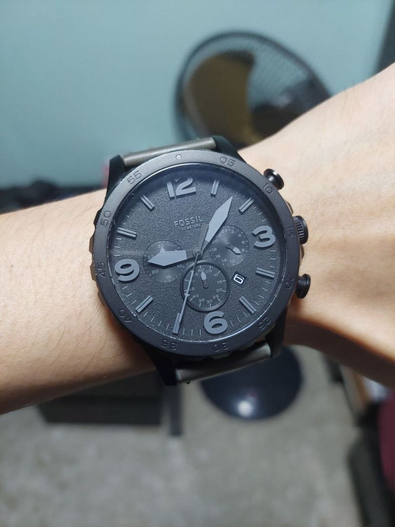 Matte black chronograph watch sale