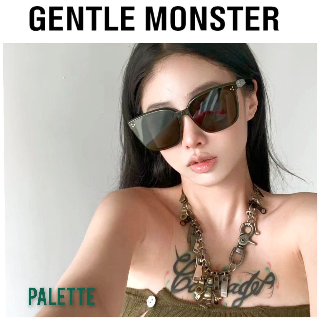 Gentle Monster Queen K2 logo-plaque sunglasses, Green