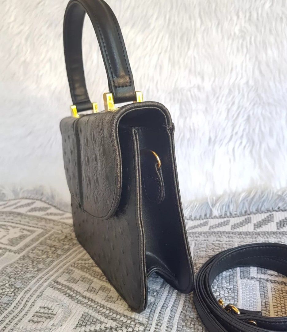 Ostrich mini two way bag (Category: Luxury Bags & Wallets) located in Manila. Submitted by luxuryitems_ph (Listing ID 1255877706, Image 2). Description: From japan. In very good used condition(w minimal rubs) pretty in actual. Add sf..