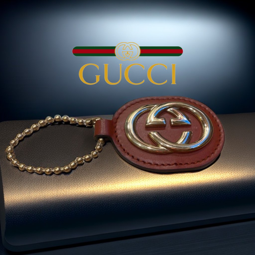 🦄GUCCI古馳｜經典LOGO皮件吊墜.掛飾.鑰匙圈#二手美品#, 名牌精品