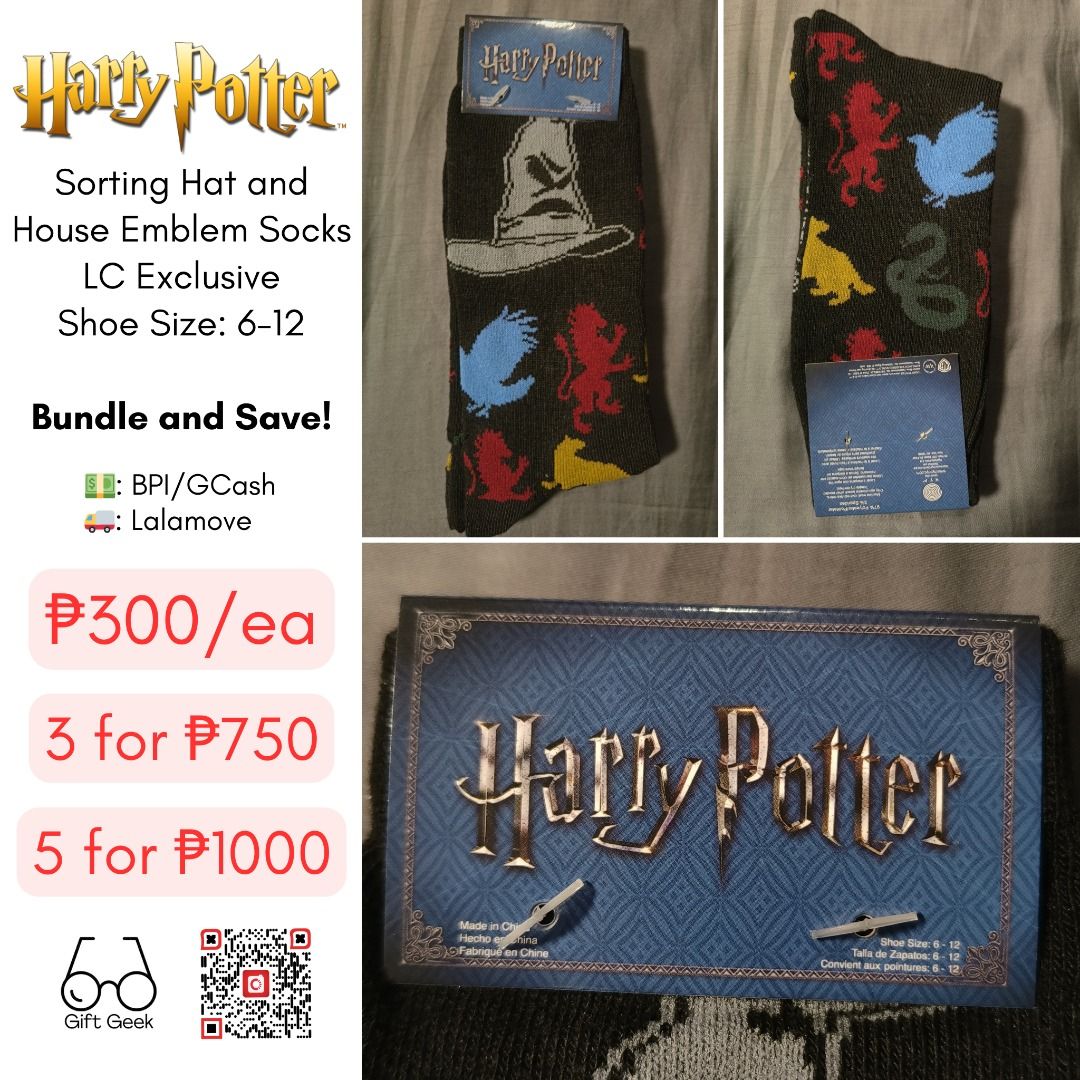 Harry Potter Sorting Hat and House Emblem Socks, Men's Fashion, Watches ...
