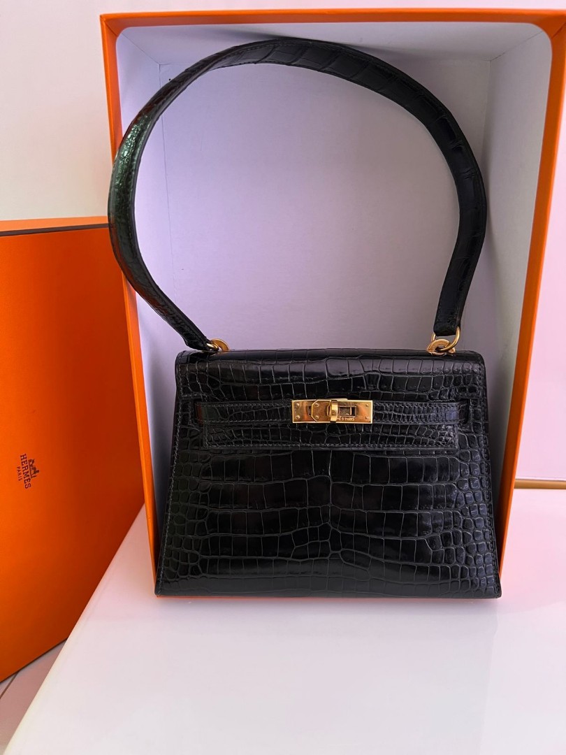 Hermes Kelly Mini 20 Croco Leather, Fesyen Wanita, Tas & Dompet di Carousell
