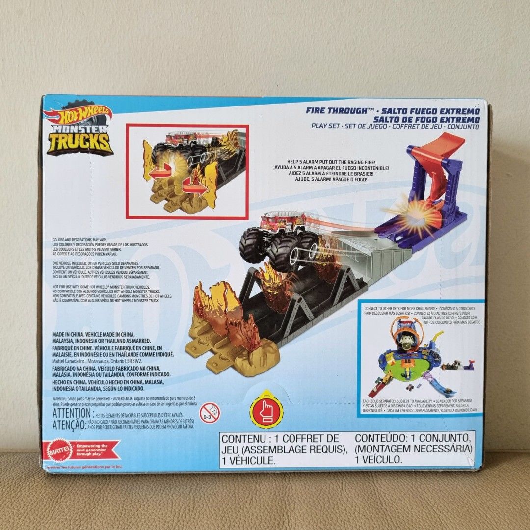 Hot Wheels Monster Trucks Fire Through Hero Playset with 164 Scale Die
