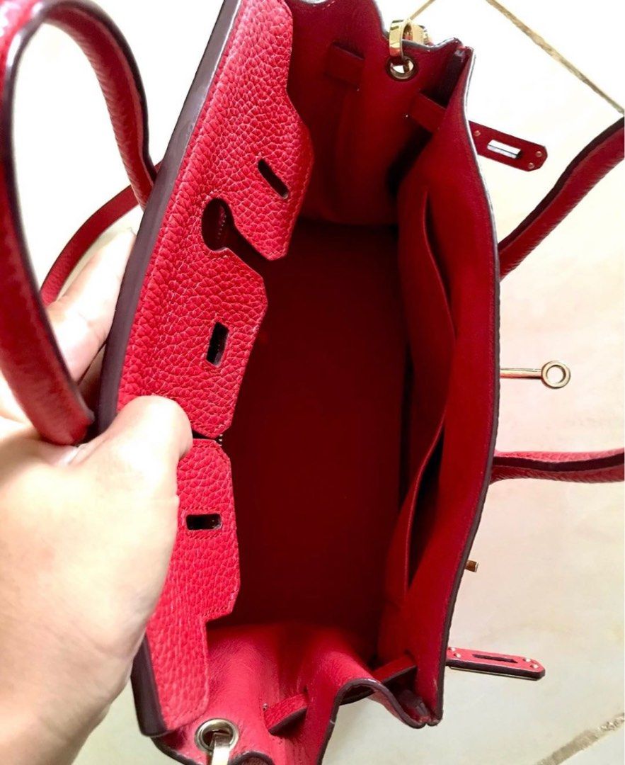 Tas Sultan HOUSE OF HELLO I’M Not Hermes Birkin 25 Bag Full Kulit Asli  Merah Cantik