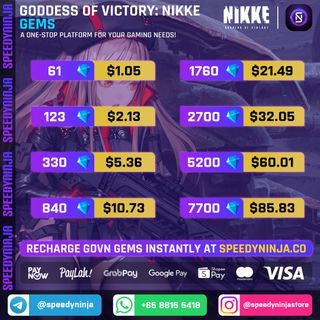 [INSTANT 24/7] Cheapest Goddess of Victory: Nikke Gems Top Up | Recharge Goddess of Victory: Nikke | SpeedyNinja Store