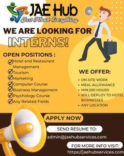 Jae HUB Web Services is Looking for 𝘞ork 𝘍rom 𝘏ome OJT/Interns !!!
