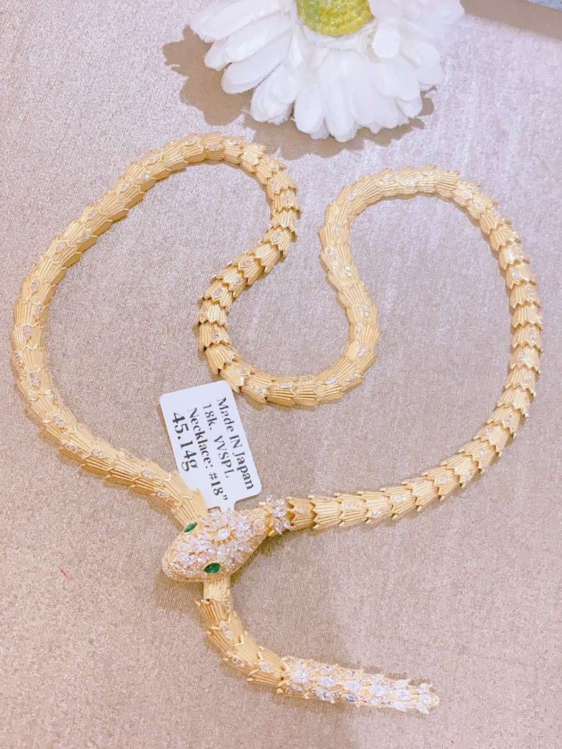 人気定番 OVAL EARING SNAKE CHAIN Gold K18 Japan JAPAN NECKLACE 