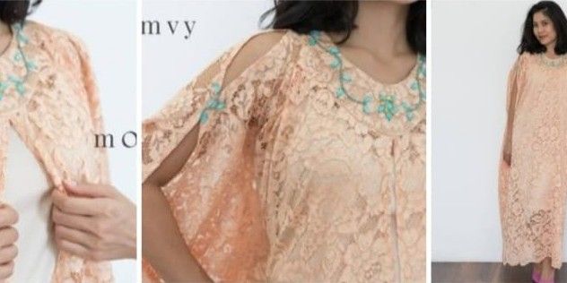 Kaftan brokat busui kerah bulat
