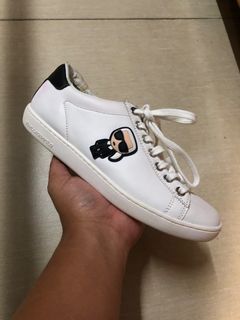 Karl Lagerfeld KL White Lace Up Leather Womens Sneakers(22.5 cm)