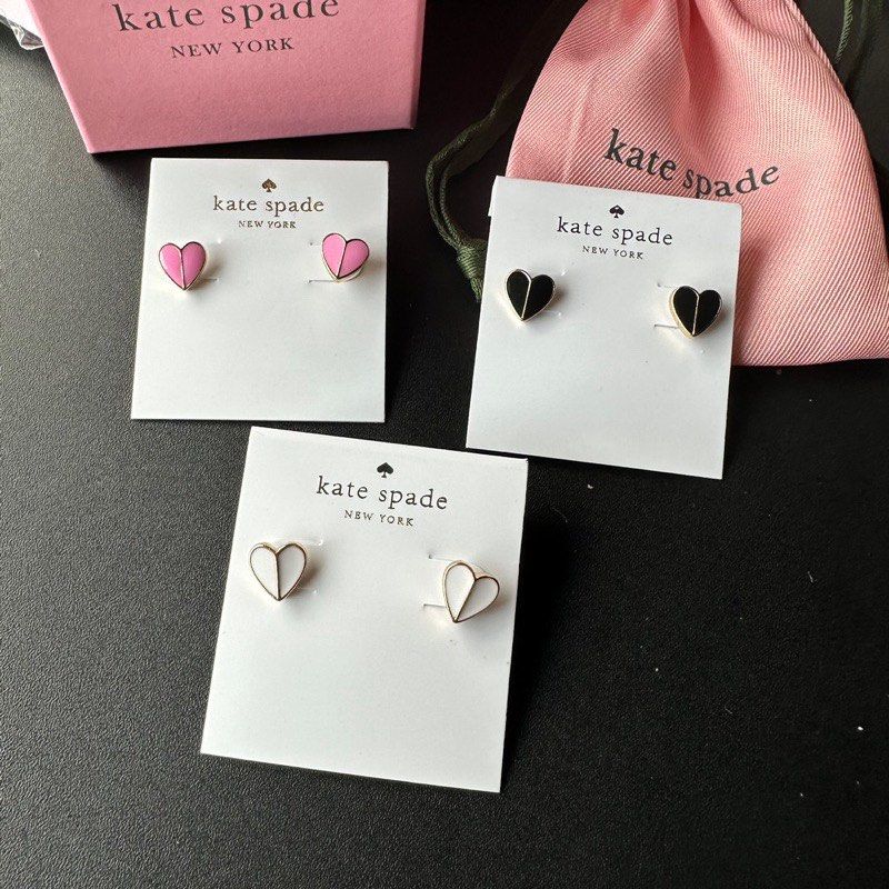 Kate Spade Heritage Spade Small Heart Stud Earrings - White