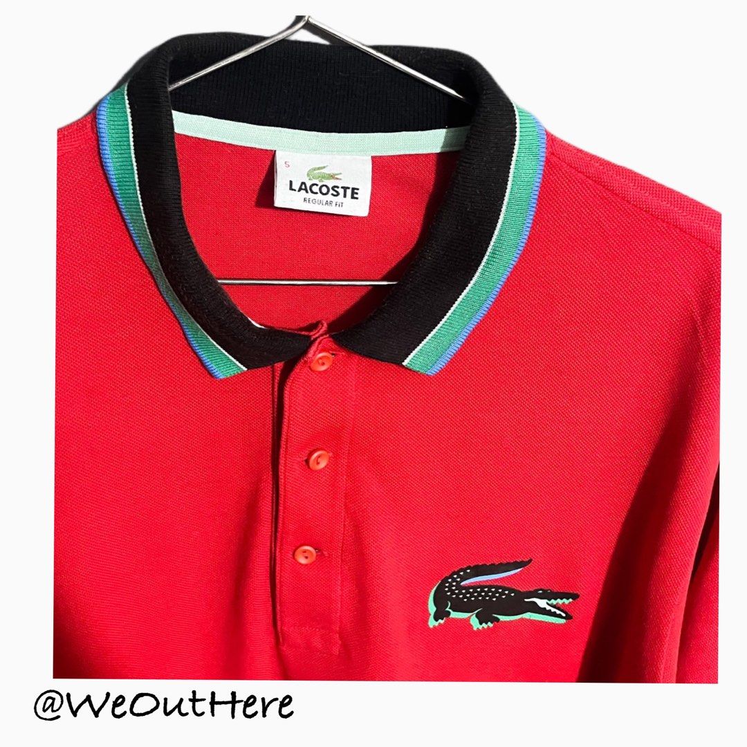 Lacoste Polo Shirt (Category: Tshirts & Polo Shirts ) located in Makati City. Submitted by weouthere (Listing ID 1255829489, Image 2). Description: Lacoste Polo Shirt Red (Authentic) Width: 19 Length: 28 Excellent Condition Color: 10/10 Complete Tags. DM! .