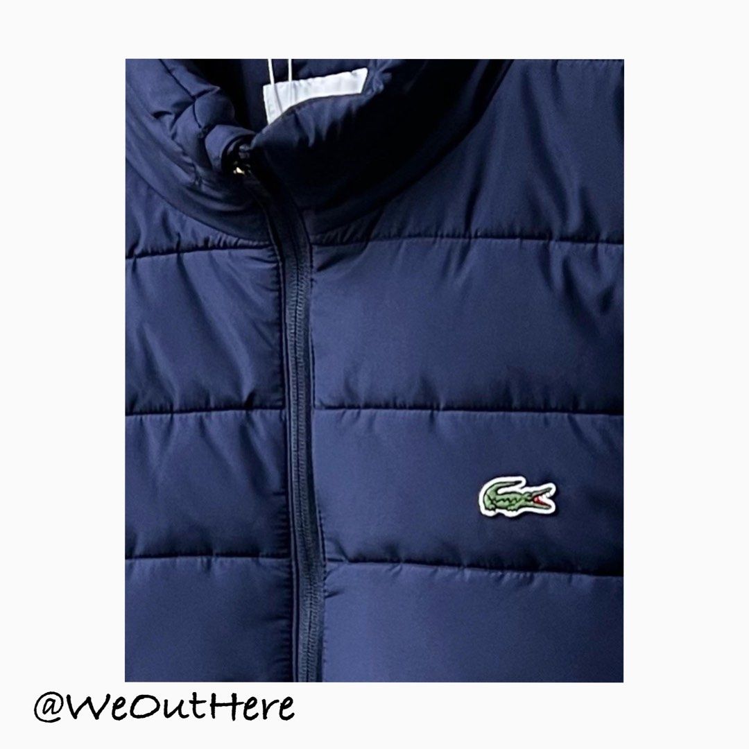 Lacoste Puffer Jacket (Category: Activewear) located in Makati City. Submitted by weouthere (Listing ID 1255831025, Image 2). Description: Lacoste Dark Blue Puffer Jacket (Authentic) Width: 23 Length: 31 Excellent Condition Color: 10/10 Complete Tags. DM! .