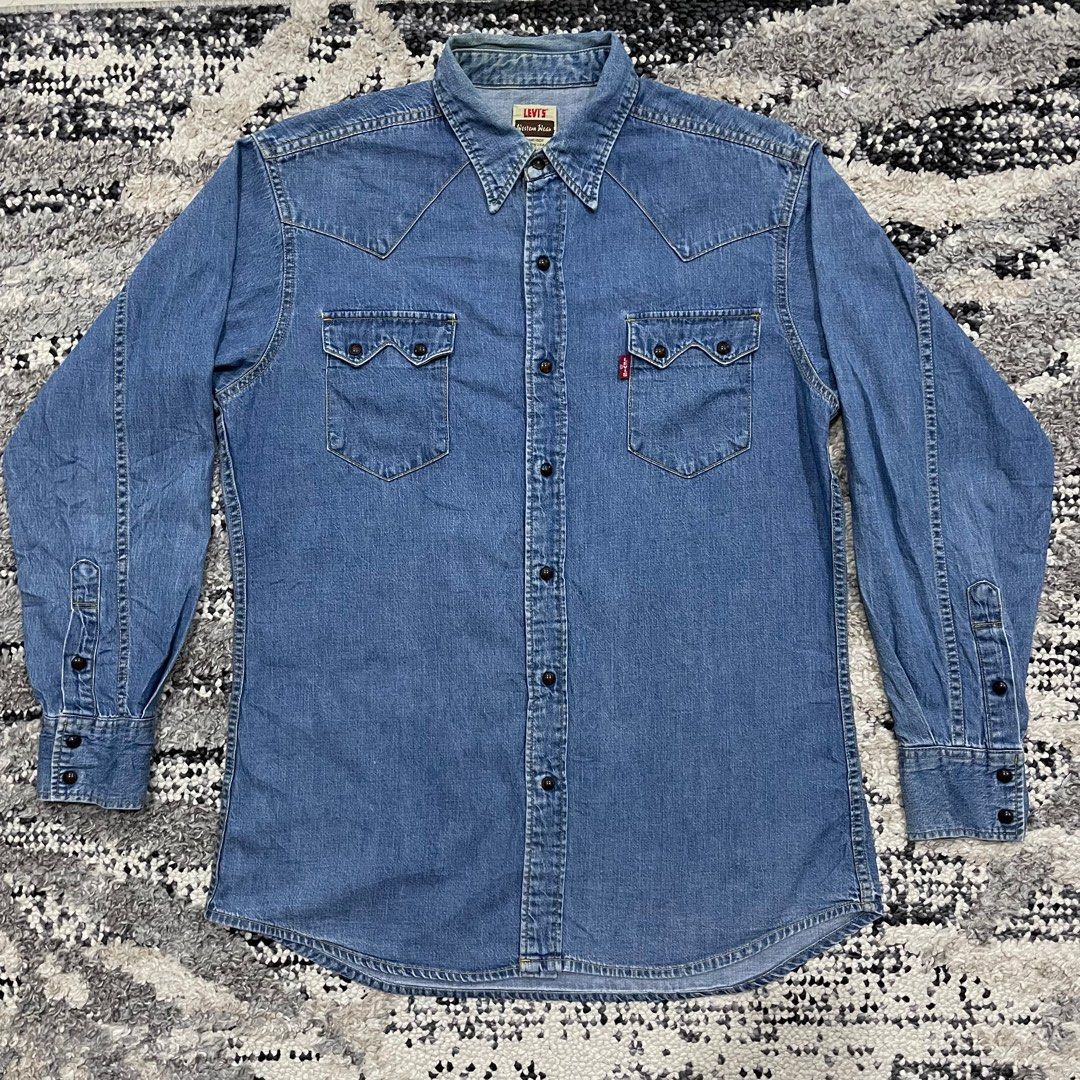 LEVIS BIG E DENIM SHIRT M Men s Fashion Tops Sets Tshirts