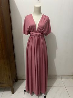 Long Dress multiwear Dusty pink