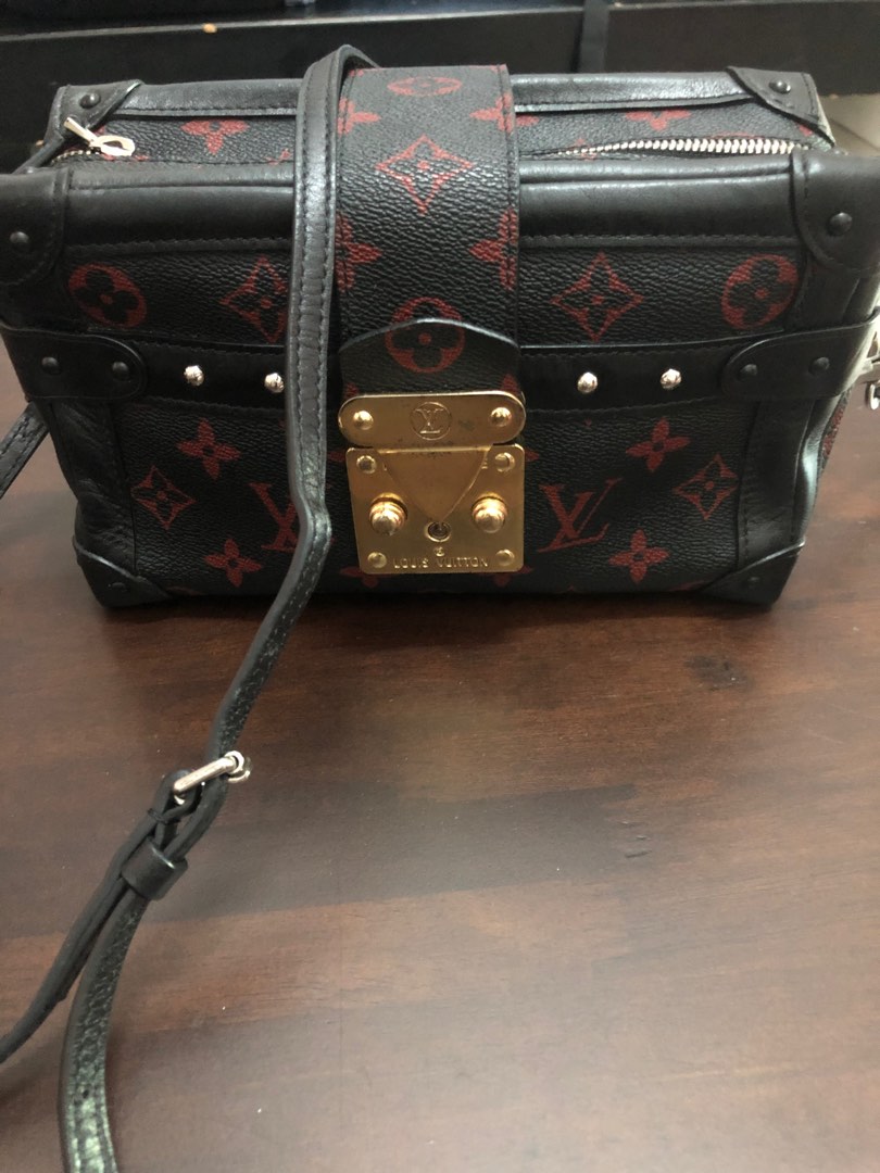 Louis Vuitton, Bags, Louis Vuitton Petite Malle Soft Gm Black Red Monog