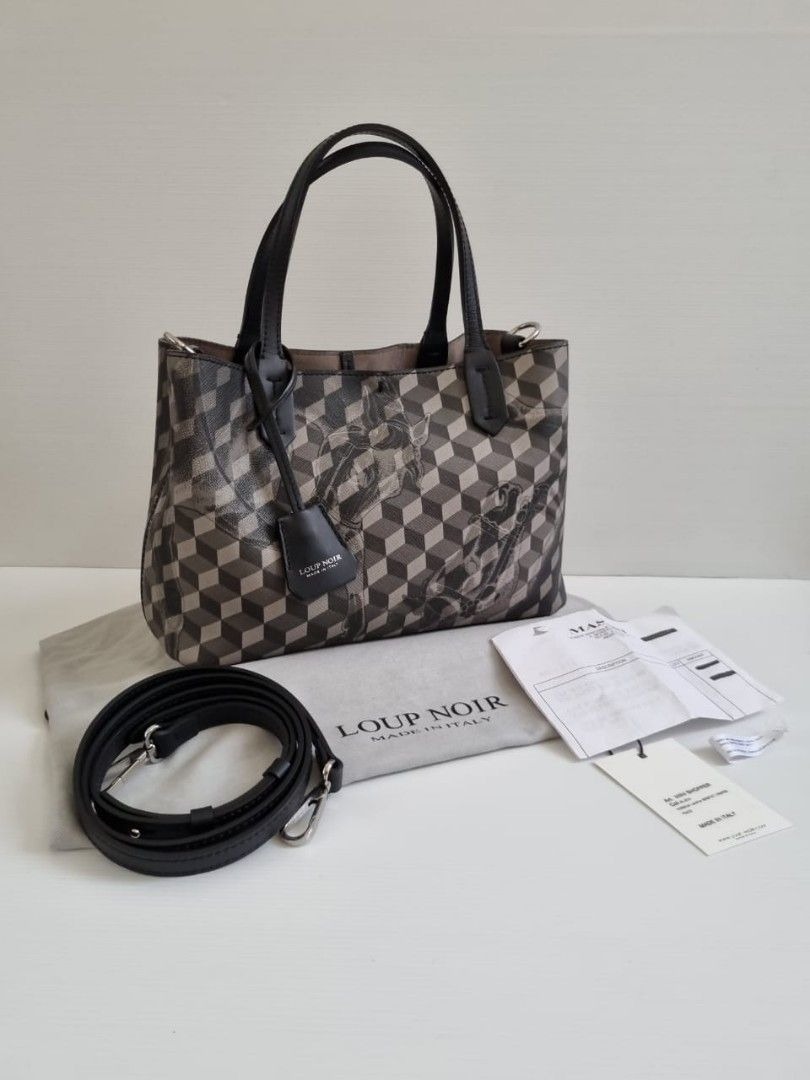 Loup Noir Black mini shopper bag 2021 with clochette, long strap, db