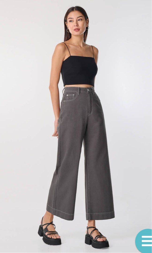 Contrast stitch wide leg pants store