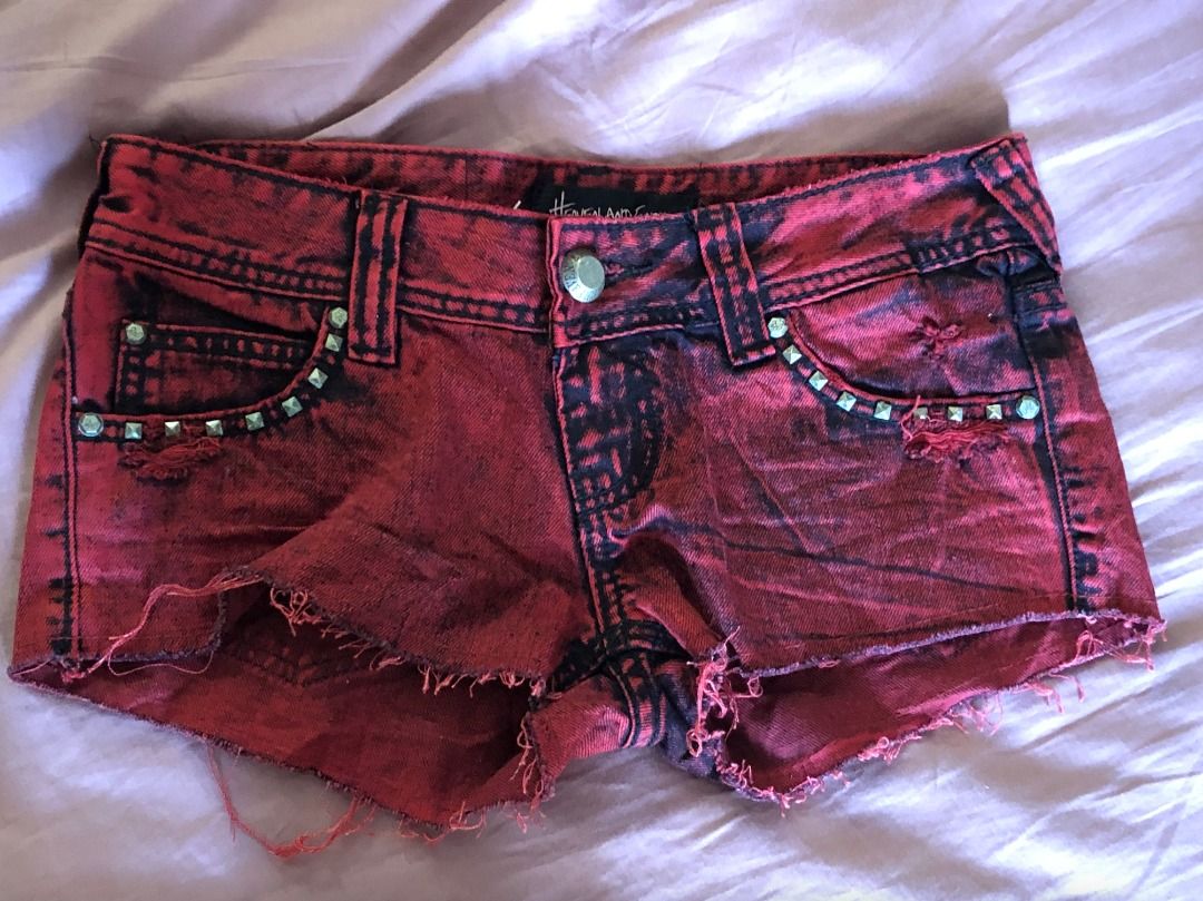 Red distressed clearance shorts