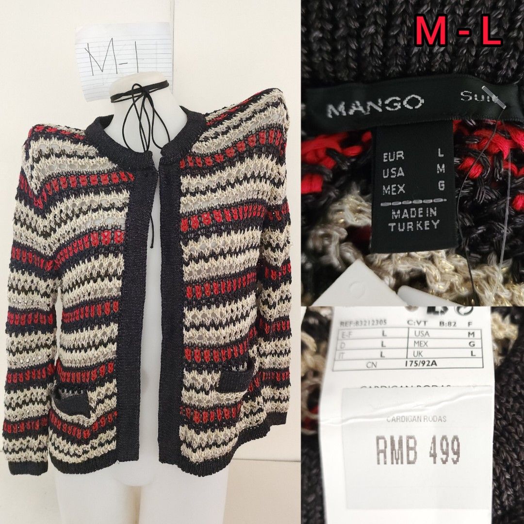 Mango BNWT Cardigan Sweater Red MultiColor Jacket for women Women s Fashion Coats Jackets and Outerwear on Carousell